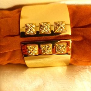 Victoria Secret gold tone and rhinestone large cuff bracelet